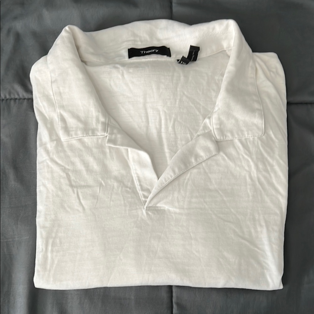 Theory White Tonal Stripe Polo Size XXL